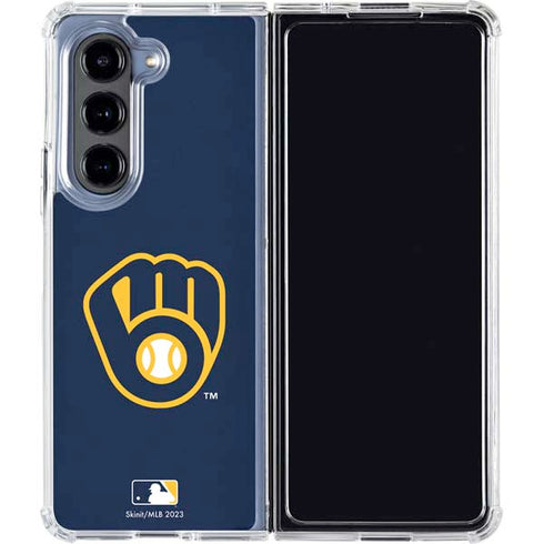 MLB Milwaukee Brewers - Solid Distressed Galaxy Z Fold5 5G Clear Case