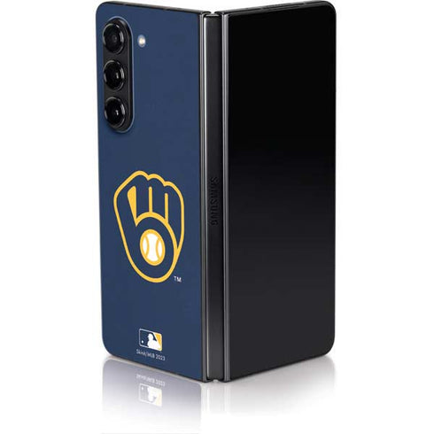 MLB Milwaukee Brewers - Solid Distressed Galaxy Z Fold5 5G Skin