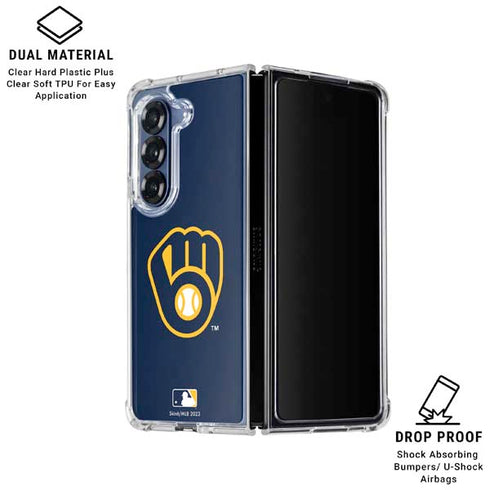 MLB Milwaukee Brewers - Solid Distressed Galaxy Z Fold6 Clear Case