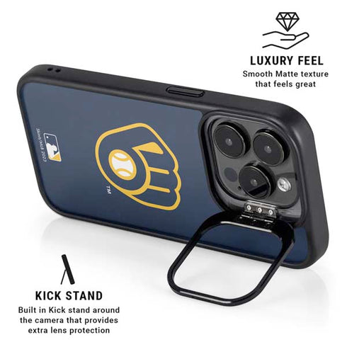 MLB Milwaukee Brewers - Solid Distressed iPhone 13 Pro Kickstand Case