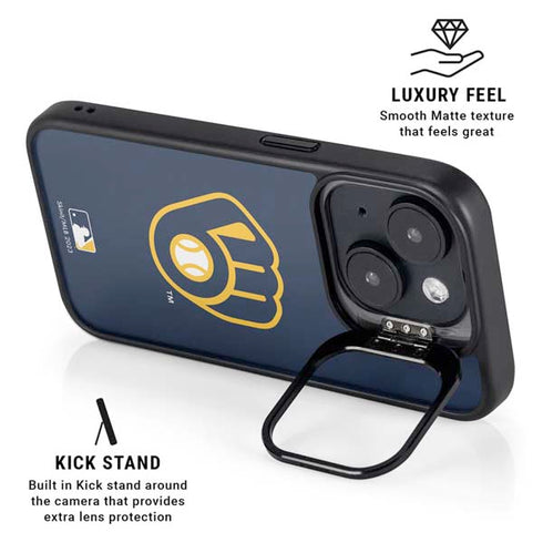 MLB Milwaukee Brewers - Solid Distressed iPhone 15 Kickstand Case