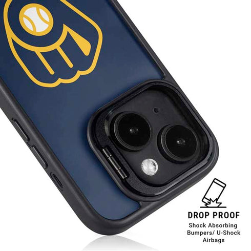 MLB Milwaukee Brewers - Solid Distressed iPhone 15 Kickstand Case