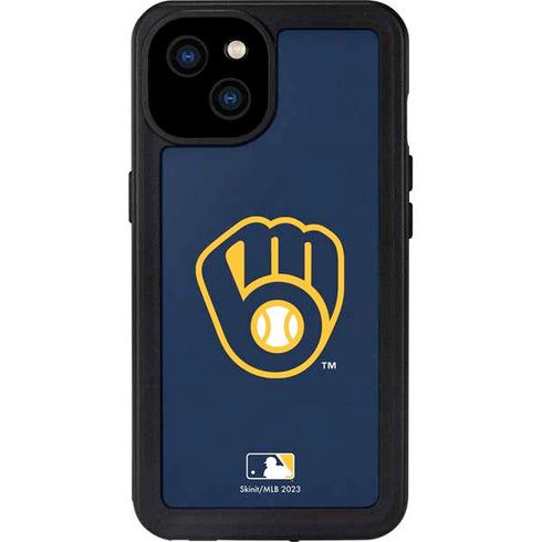 MLB Milwaukee Brewers - Solid Distressed iPhone 15 Plus Waterproof Case