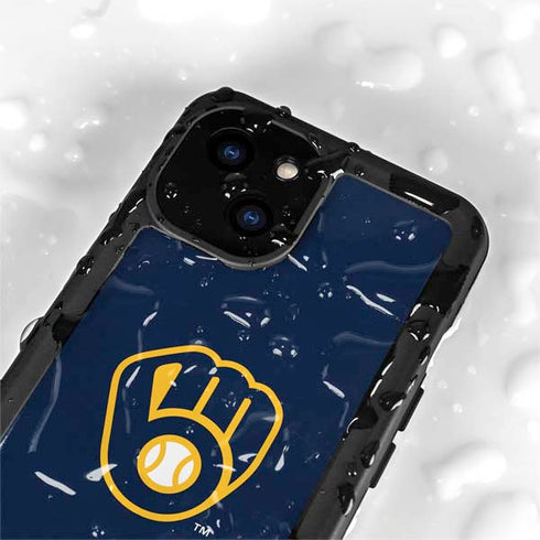 MLB Milwaukee Brewers - Solid Distressed iPhone 15 Plus Waterproof Case
