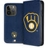 MLB Milwaukee Brewers - Solid Distressed iPhone 15 Pro Folio Case