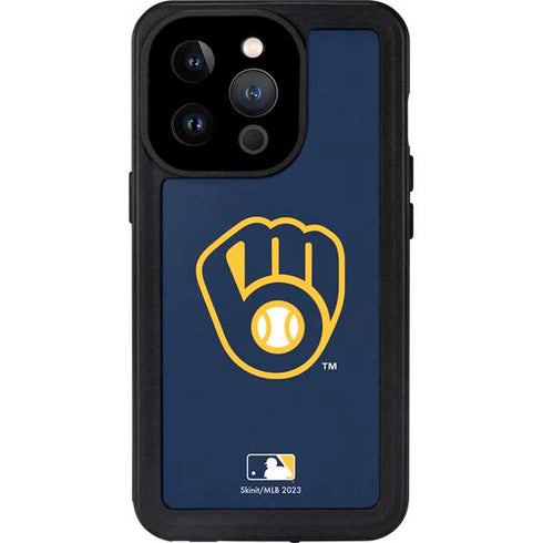 MLB Milwaukee Brewers - Solid Distressed iPhone 15 Pro Waterproof Case