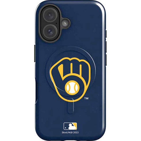 MLB Milwaukee Brewers - Solid Distressed iPhone 16 Magsafe Impact Case