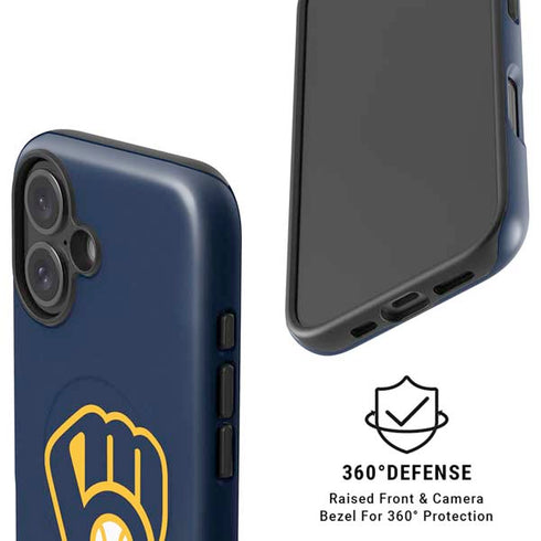 MLB Milwaukee Brewers - Solid Distressed iPhone 16 Magsafe Impact Case