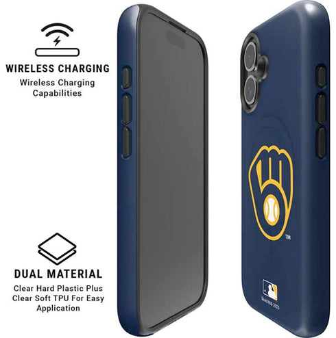 MLB Milwaukee Brewers - Solid Distressed iPhone 16 Magsafe Impact Case