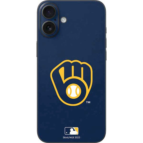 MLB Milwaukee Brewers - Solid Distressed iPhone 16 Plus Skin