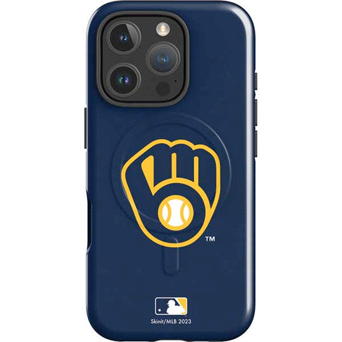MLB Milwaukee Brewers - Solid Distressed iPhone 16 Pro Magsafe Impact Case