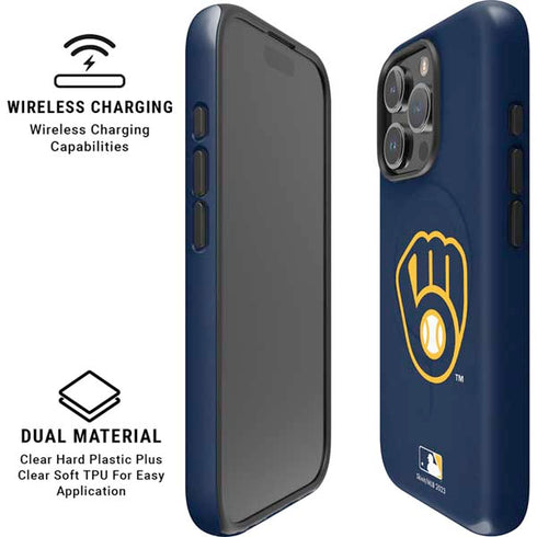 MLB Milwaukee Brewers - Solid Distressed iPhone 16 Pro Magsafe Impact Case