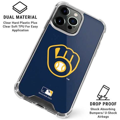 MLB Milwaukee Brewers - Solid Distressed iPhone 16 Pro Max Clear Case