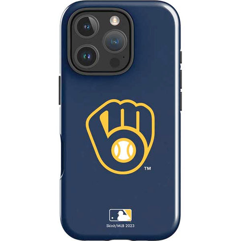 MLB Milwaukee Brewers - Solid Distressed iPhone 16 Pro Max Impact Case