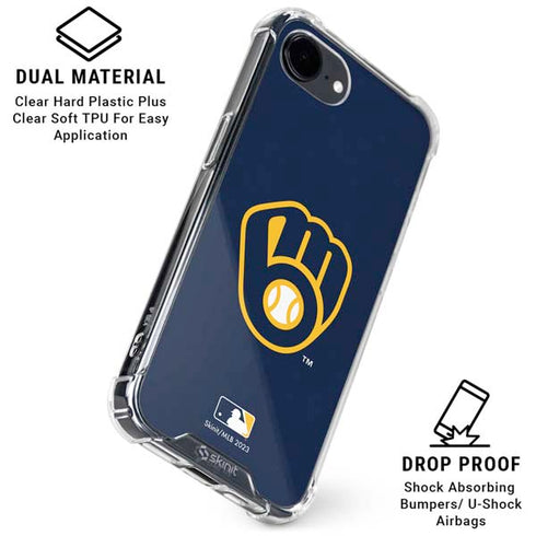 MLB Milwaukee Brewers - Solid Distressed iPhone 16e Clear Case