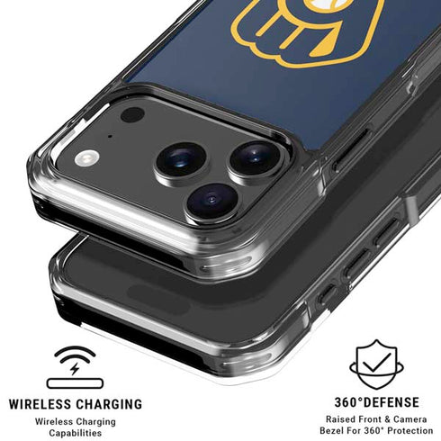 MLB Milwaukee Brewers - Solid Distressed iPhone 18 Pro Clear Case