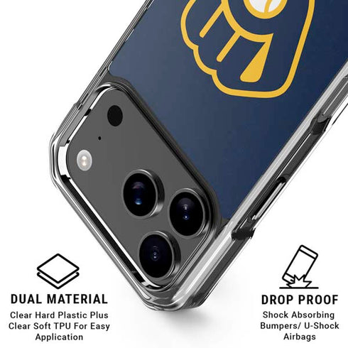 MLB Milwaukee Brewers - Solid Distressed iPhone 18 Pro Clear Case