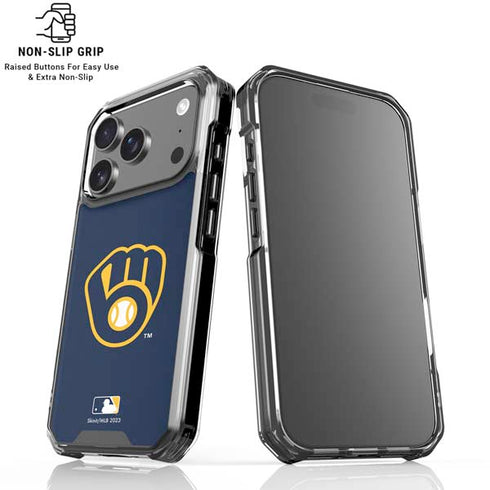 MLB Milwaukee Brewers - Solid Distressed iPhone 18 Pro Clear Case