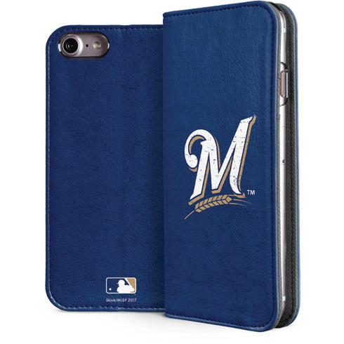 MLB Milwaukee Brewers - Solid Distressed iPhone 8 Folio Case