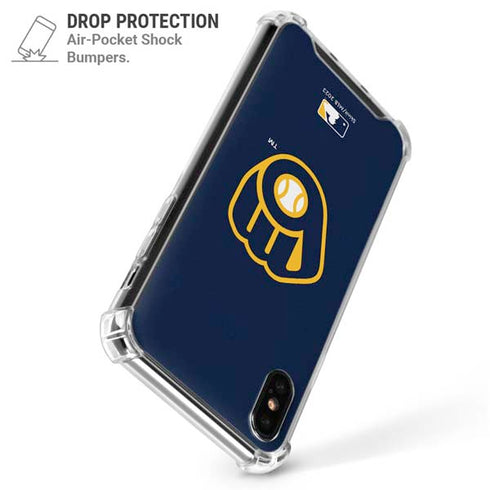 MLB Milwaukee Brewers - Solid Distressed iPhone X/XS Clear Case