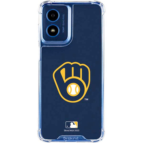 MLB Milwaukee Brewers - Solid Distressed Moto G Play 4G (2024) Clear Case