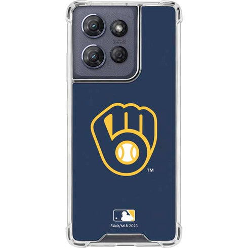 MLB Milwaukee Brewers - Solid Distressed Moto G Play 5G (2025) Clear Case