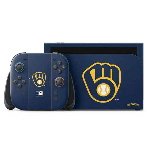 MLB Milwaukee Brewers - Solid Distressed Nintendo Switch 2 (2025) with Joy-Con Skin