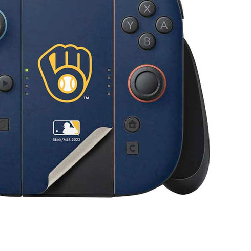 MLB Milwaukee Brewers - Solid Distressed Nintendo Switch 2 (2025) Joy-Con Controller Skin
