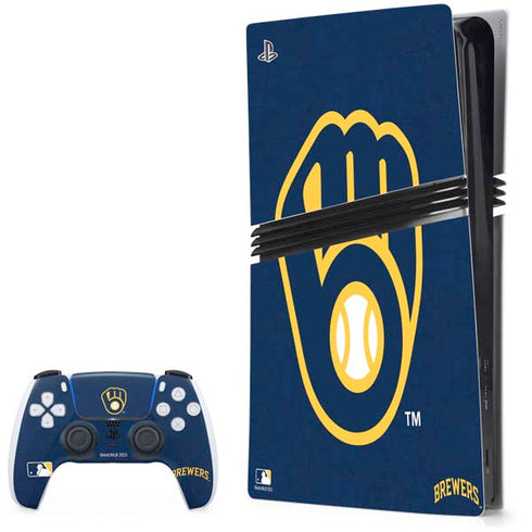 MLB Milwaukee Brewers - Solid Distressed PS5 Pro Bundle Skin