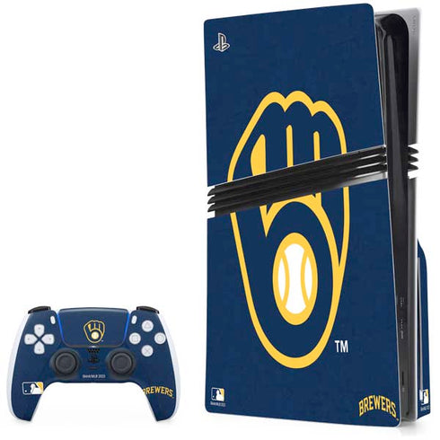 MLB Milwaukee Brewers - Solid Distressed PS5 Pro Disk Bundle Skin
