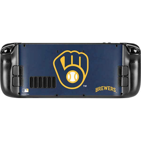 MLB Milwaukee Brewers - Solid Distressed Steam Deck Handheld Gaming Computer OLED Skin