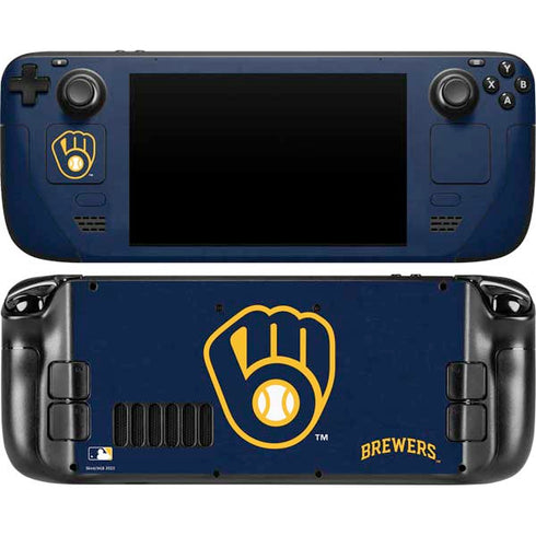 MLB Milwaukee Brewers - Solid Distressed Steam Deck Handheld Gaming Computer Skin