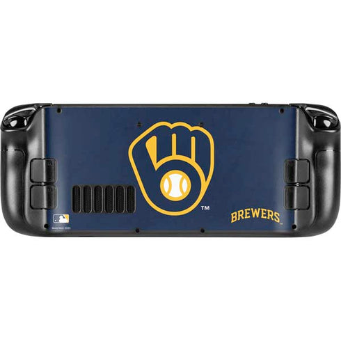 MLB Milwaukee Brewers - Solid Distressed Steam Deck Handheld Gaming Computer Skin