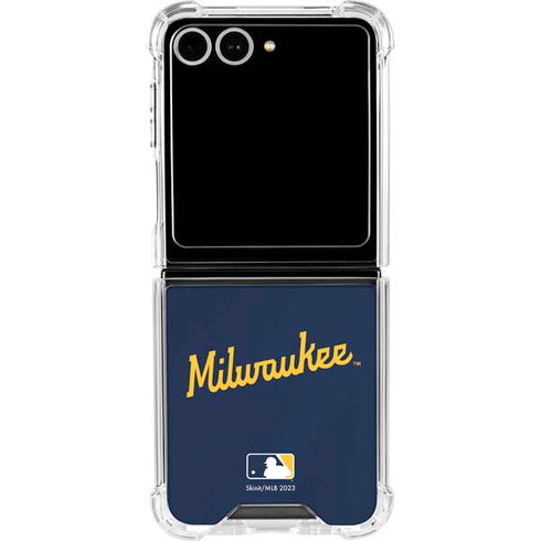 MLB Milwaukee Brewers Alternate/Away Jersey Galaxy Z Flip7 Clear Case