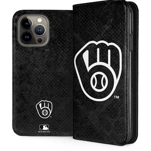 MLB Milwaukee Brewers Dark Wash iPhone 15 Pro Max Folio Case
