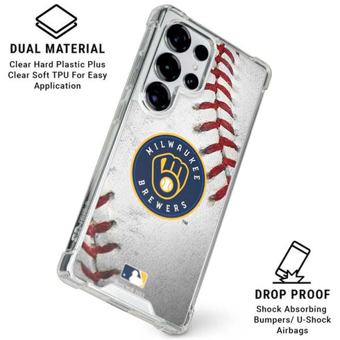 MLB Milwaukee Brewers Game Ball Galaxy S26 Ultra Clear Case