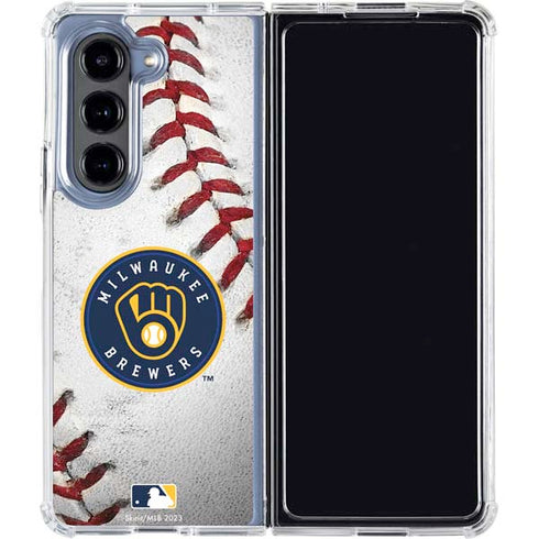 MLB Milwaukee Brewers Game Ball Galaxy Z Fold5 5G Clear Case