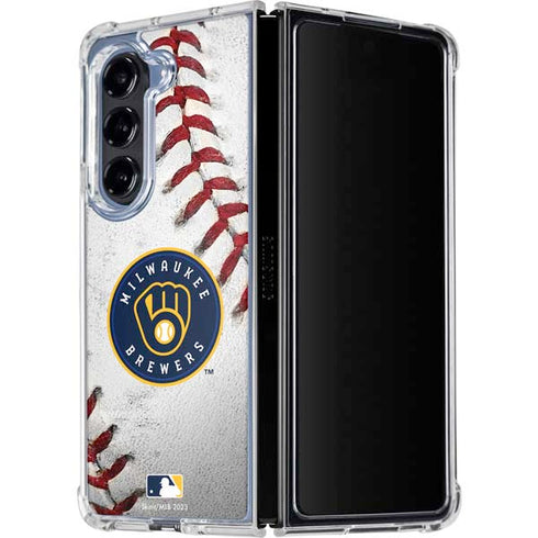 MLB Milwaukee Brewers Game Ball Galaxy Z Fold5 5G Clear Case