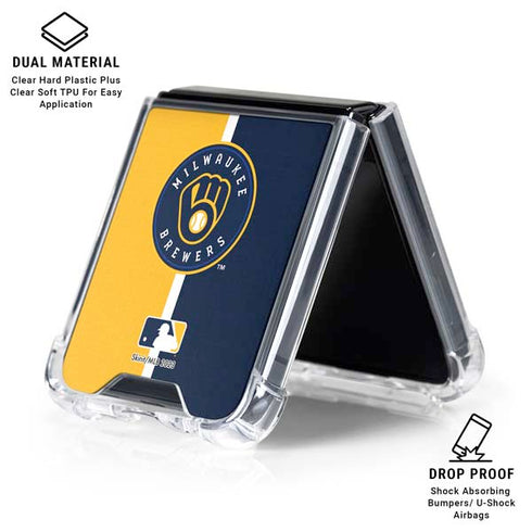 MLB Milwaukee Brewers Split Galaxy Z Flip7 Clear Case
