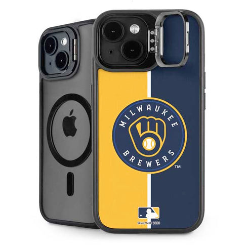 MLB Milwaukee Brewers Split iPhone 15 Plus Kickstand Case