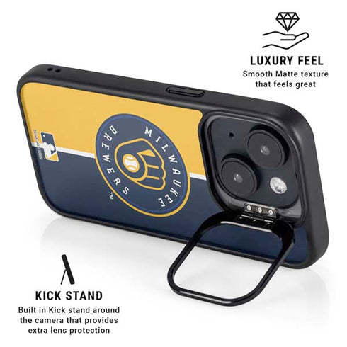 MLB Milwaukee Brewers Split iPhone 15 Plus Kickstand Case