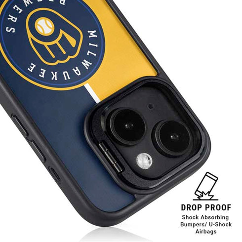 MLB Milwaukee Brewers Split iPhone 15 Plus Kickstand Case