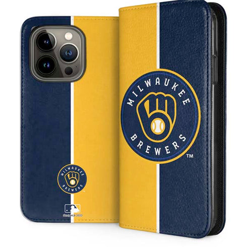 MLB Milwaukee Brewers Split iPhone 15 Pro Folio Case