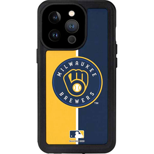 MLB Milwaukee Brewers Split iPhone 15 Pro Waterproof Case