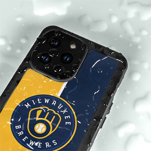 MLB Milwaukee Brewers Split iPhone 15 Pro Waterproof Case