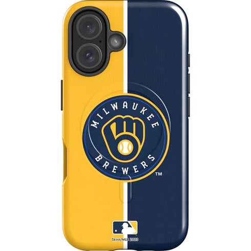 MLB Milwaukee Brewers Split iPhone 16 Magsafe Impact Case