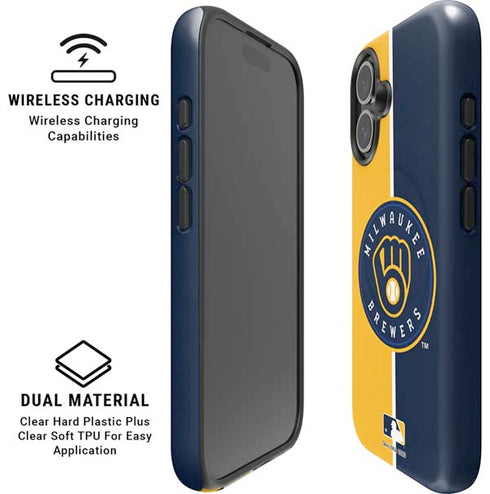 MLB Milwaukee Brewers Split iPhone 16 Magsafe Impact Case