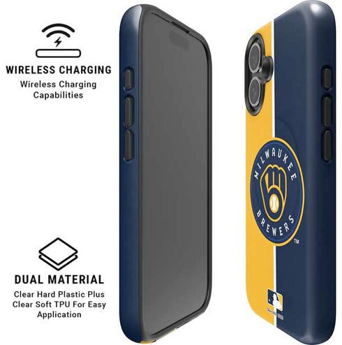 MLB Milwaukee Brewers Split iPhone 16 Plus Magsafe Impact Case