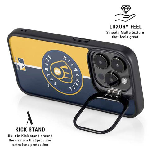 MLB Milwaukee Brewers Split iPhone 16 Pro Kickstand Case