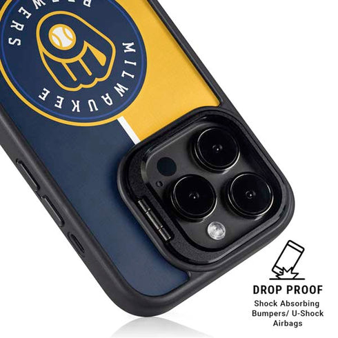 MLB Milwaukee Brewers Split iPhone 16 Pro Kickstand Case
